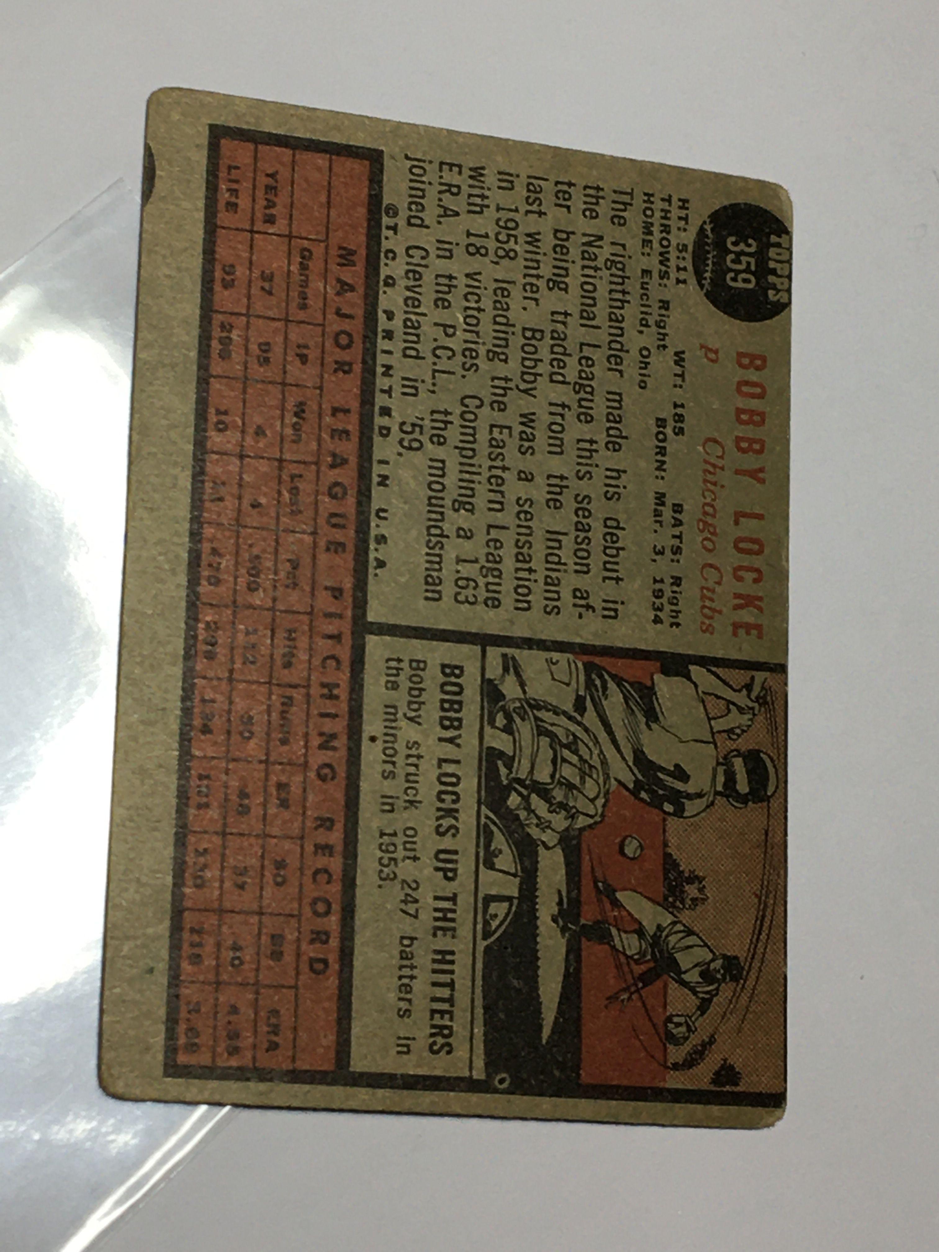 1962 Rookie Card Bobby Locke  Chicago Cubs