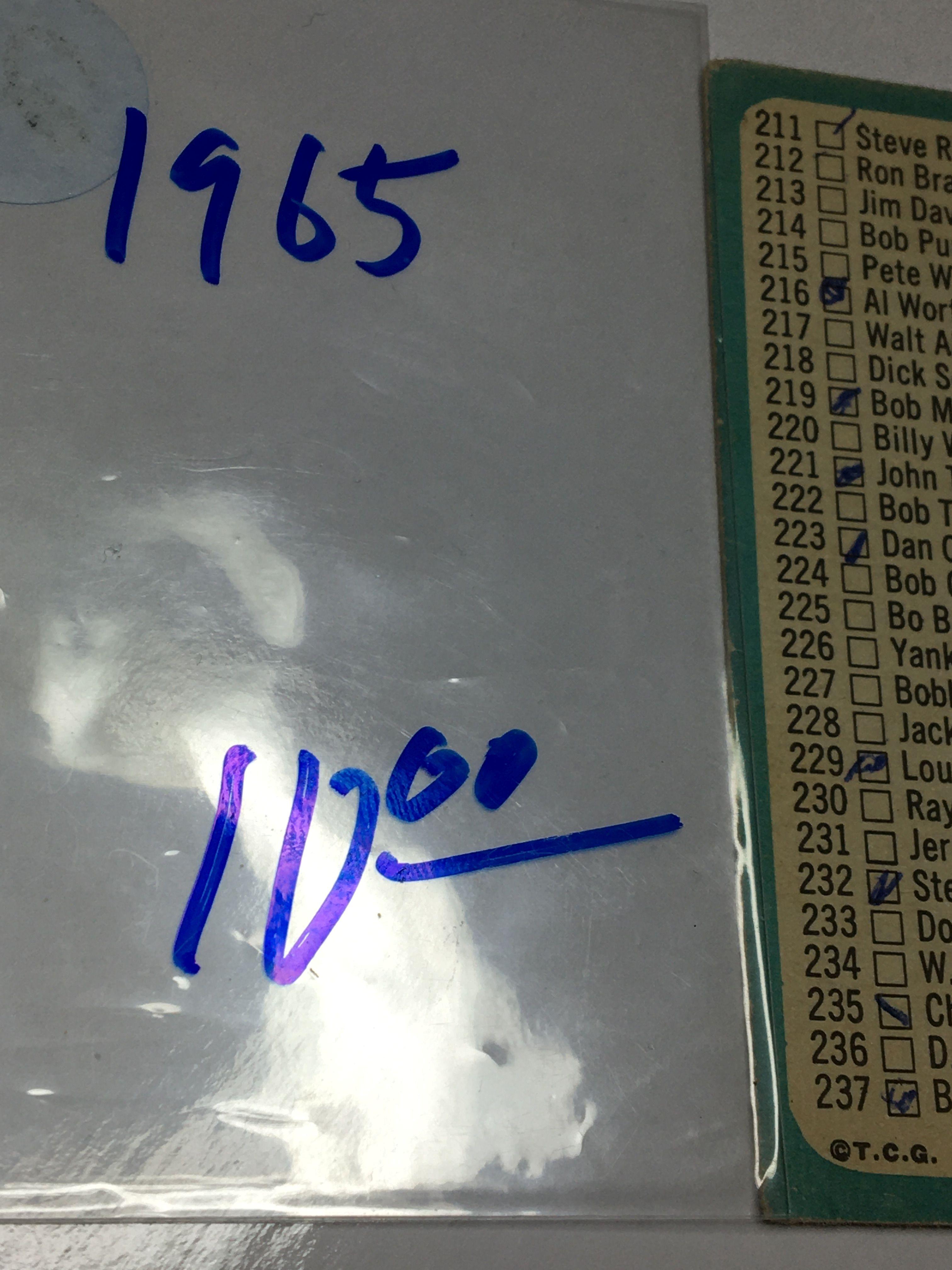 1965 Topps Baseball Checklist Card #177-264 