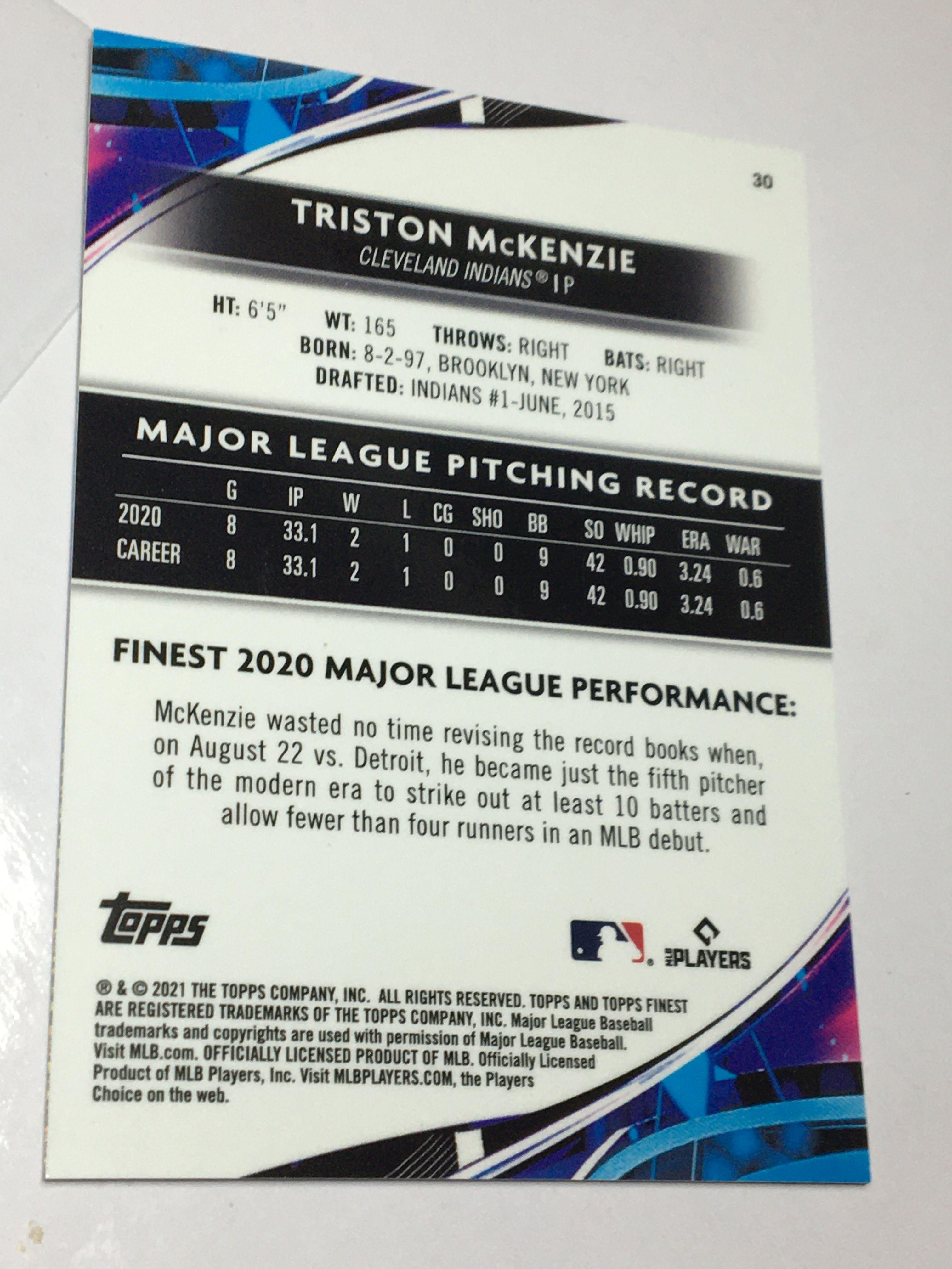 2021 Cleveland Indians Pitcher Triston  Mckenzie