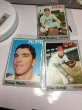 (3) Assorted Baseball Cards Clay Carroll  Danny Walton  Dave Watkins