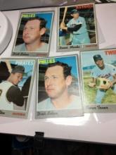 (5) 1970 Topps Baseball Cards  Cesar Tovar  Denis Menke  Matty Alou  2- Dick Selma