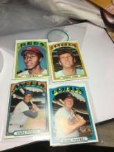 (4) Cards Dodgers Tommy John   Angels Veda Pinson  Orioles Boog Powell   Reds  Tom Hall