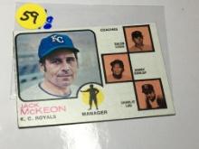1973 K.C. Royals  Manager And Coaches Card  J. Mckeon  G.Cisco  H. Dunlop  C.lau