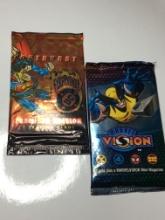 (2) Packs Comic Trading Cards    Dc Comics Outburst Firepower   Marvel Vision 