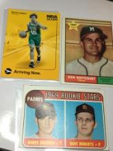 (3) Cards 1961 Braves Don Nottebart  1969 Padres Danny Breeden Dave Roberts   2019 Romeo Langford