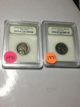 (2) 1941 P Jefferson Nickels