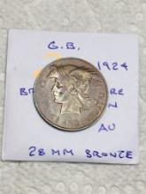 Great Britian 1924 British Empire Exhibition Au 28mm Bronze