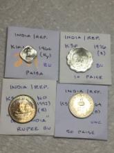 India Republic 1966 (hy) Paisa Bu, 1976 (b) 10 Paise Bu, 1992 (b) Rupee "quit India" Bu,