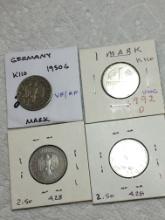 Germany 1 Mark 1950 G Vf/ Ef, 1992 D Unc, 1992 G Good, 1988 D Unc