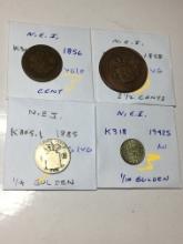 Netherlands East Indies 1856 Cent Very Good/ Fine, 1858 2 1/2 Cent Very Good
