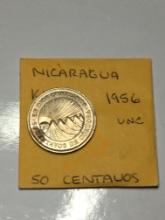 Nicaragua 1956 50 Centavos Unc (small Stain)