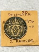 Denmark 1926 2 Kroner Very Fine