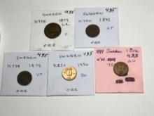 Sweden Ore 1956 Bu,1895 Xf, 1875 Vf, 1873 F, 1898 Au