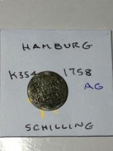 Hamburg 1758 Schilling Ag