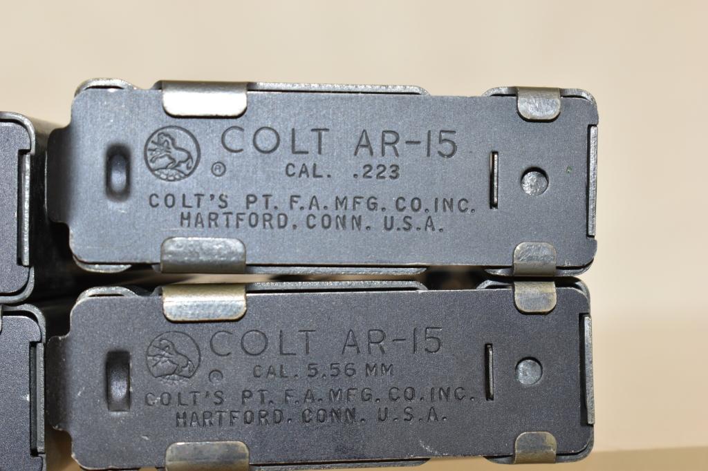 Four US Colt AR15 Magazines & Case