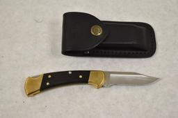 Buck Folding Pocket Blade Knife & Leather Sheath