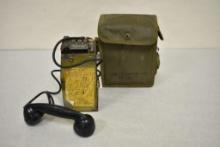WW2 U.S. Army Field Telephone w Case