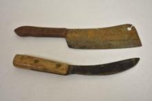 2 Fixed Blade Knives-1-unmarked, 1- Utica