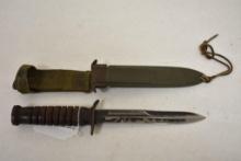 WW2 USM3 Case Fighting Knife with Scabbard