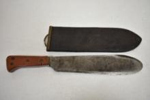 WW2 USMC Bolo Knife w Leather Scabbard