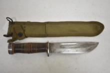 WW2 Cattaraugus Fighting Knife w Canvas Sheath