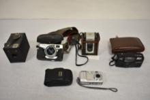 5 Assorted Vintage Cameras- Ansco, Argus 75, Petri Racer, and more