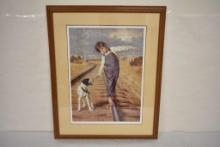 Walking The Rails by Jim Daly, signed and numbered with COA 98/1500, matted and framed