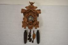 Large German Wooden Cuckoo Clock- Hunting Theme