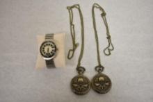 Lot of 3 Watches- 2 2nd Ammendment Pocket watches & 1 Caravelle Wrist Watch