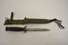 WW2 U.S. Fighting Knife with M8A1 Scabbard & Leather Lanyard