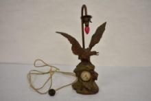 Antique Eagle Table Lamp with Clock (works)