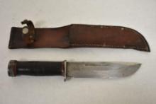 WW2 Cattaraugus 225Q Fighting Knife w Leather Scabbard
