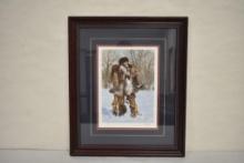 Hunter of Geese by Paul Calle, signed and numbered print 612/950, matted and framed