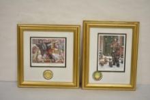 2-Stanton Arts Emmet Kelly Circus Collection Framed Prints- Catch The Brass Ring & A Christmas Ca...