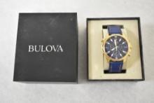 Bulova Marine Star Men's Wristwatch - Gold Case Blue Dial