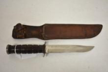 US Camillus Fighting Knife with Leather Scabbard