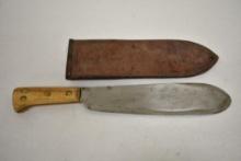 WW2 U.S.M.C. Bolo Machete Knife w Leather Scabbard