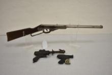 Lot of 3 Toy Guns- 1934 Daisy Buck Rogers XZ-31 Rocket Pistol, 1930's Super Defense Cap Gun & more