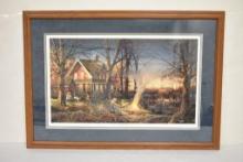 Autumn Evening by Terry Redlin, signed and numbered print with COA 1948/29500, matted and framed