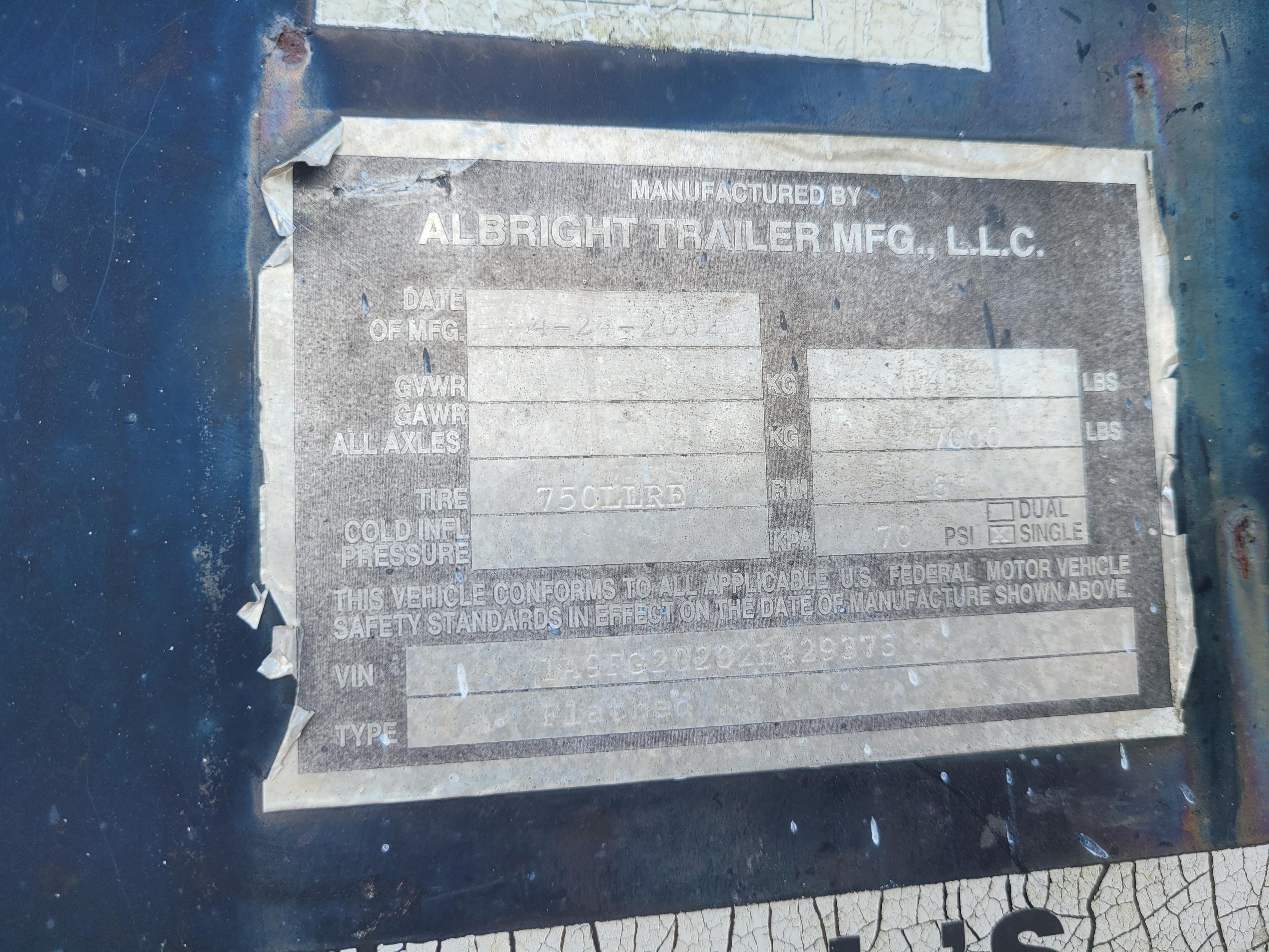 ALBRIGHT 20' GOOSENECK TRAILER