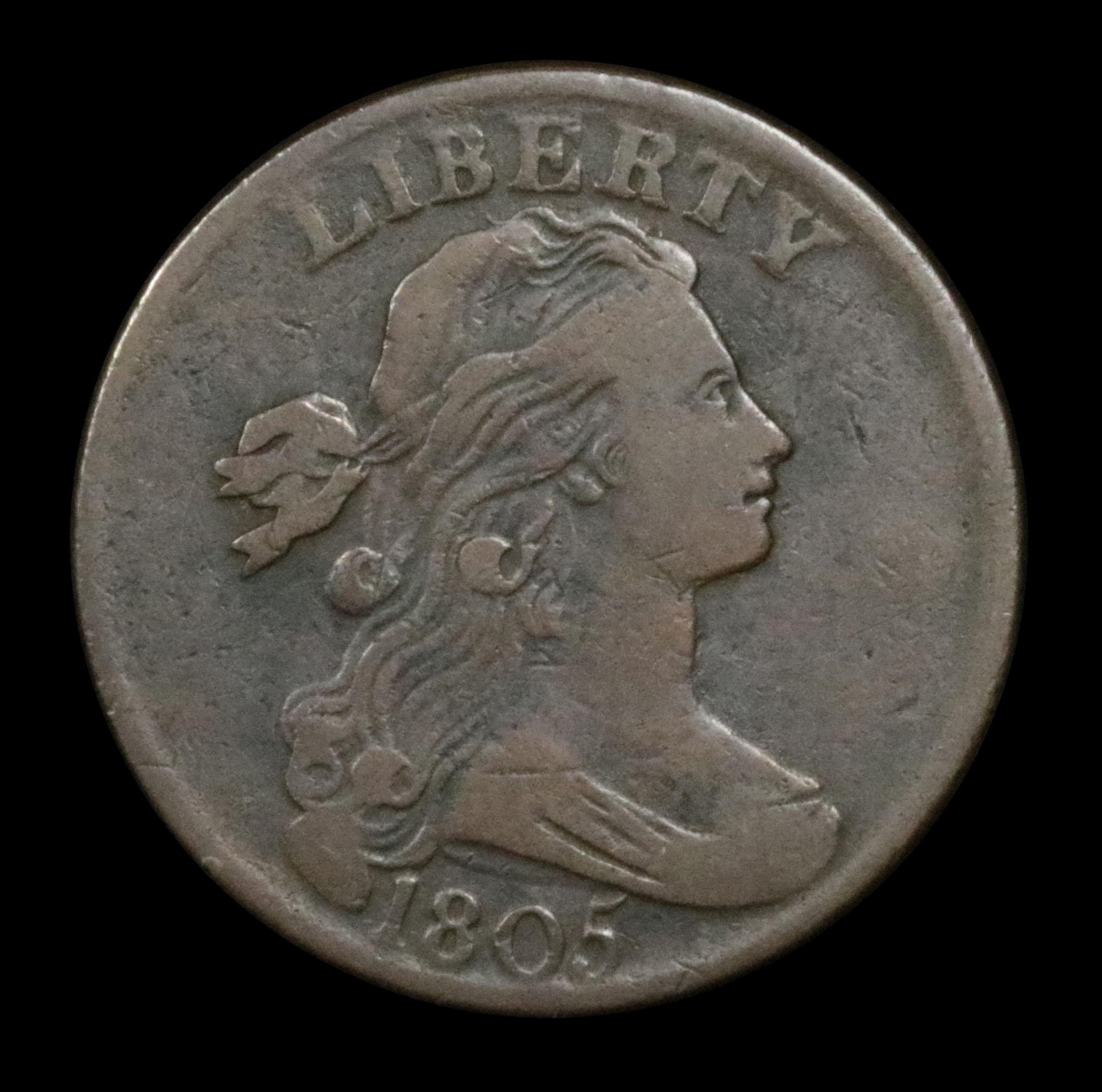 ***Auction Highlight*** 1805 Draped Bust Large Cent 1c Graded xf by USCG (fc)
