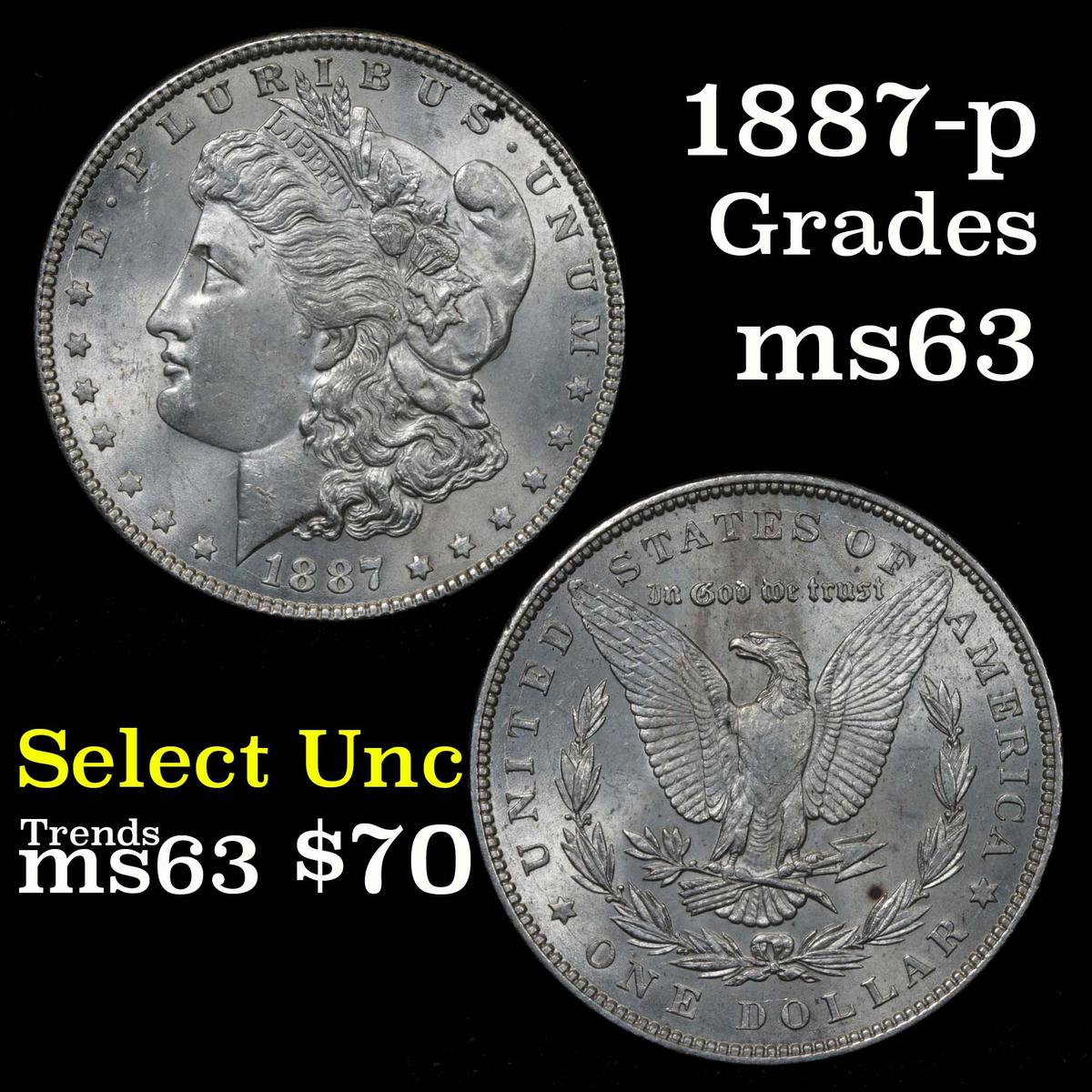 1887-p Morgan Dollar $1 Grades Select Unc