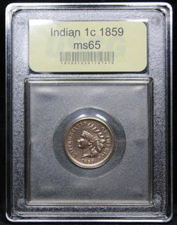 ***Auction Highlight*** 1859 Indian Cent 1c Graded GEM Unc by USCG (fc)