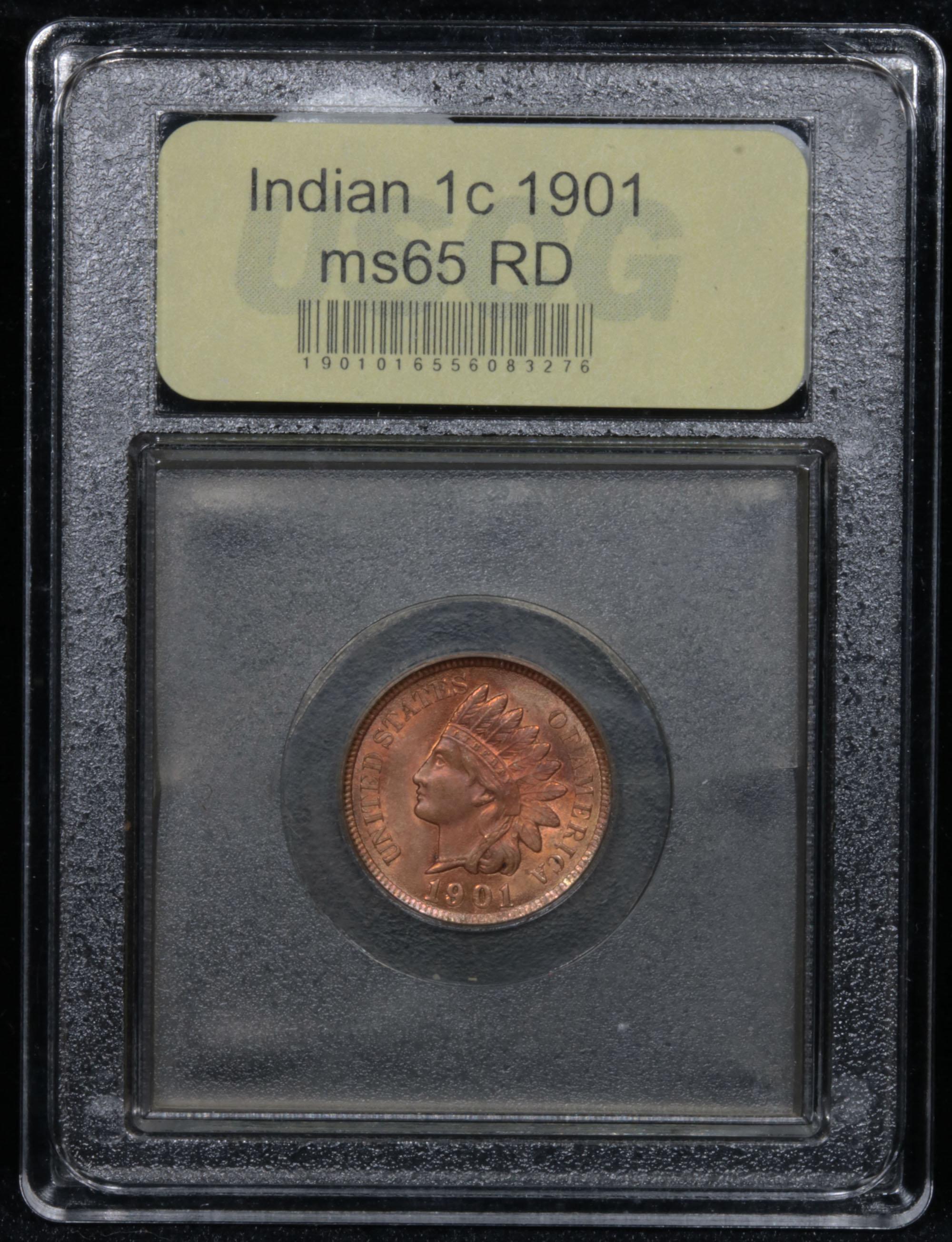 ***Auction Highlight*** 1901 Indian Cent 1c Graded GEM Unc RD By USCG (fc)