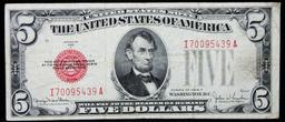 1928F $5 Red Seal United States Note Grades xf