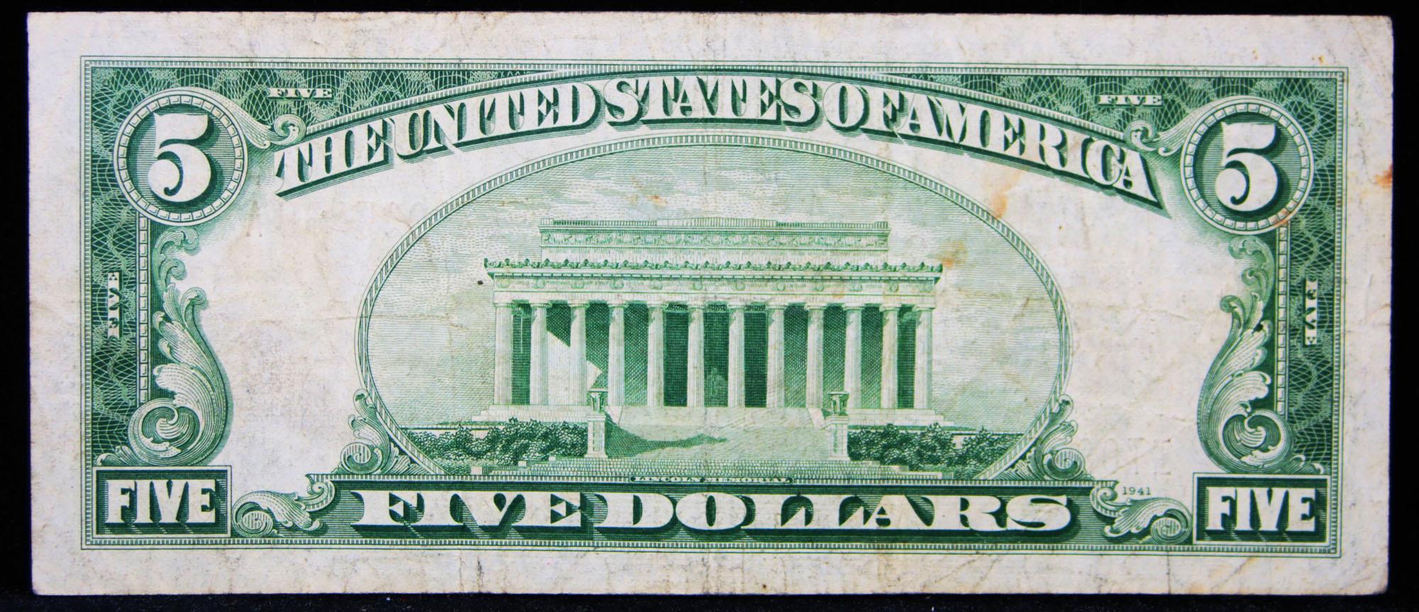 1928F $5 Red Seal United States Note Grades xf