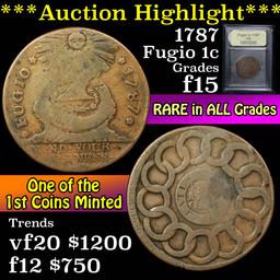 ***Auction Highlight*** 1787 Fugio 1c Graded f+ by USCG (fc)