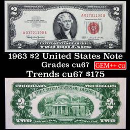 1963 $2 Red seal United States note Grades Gem++ CU