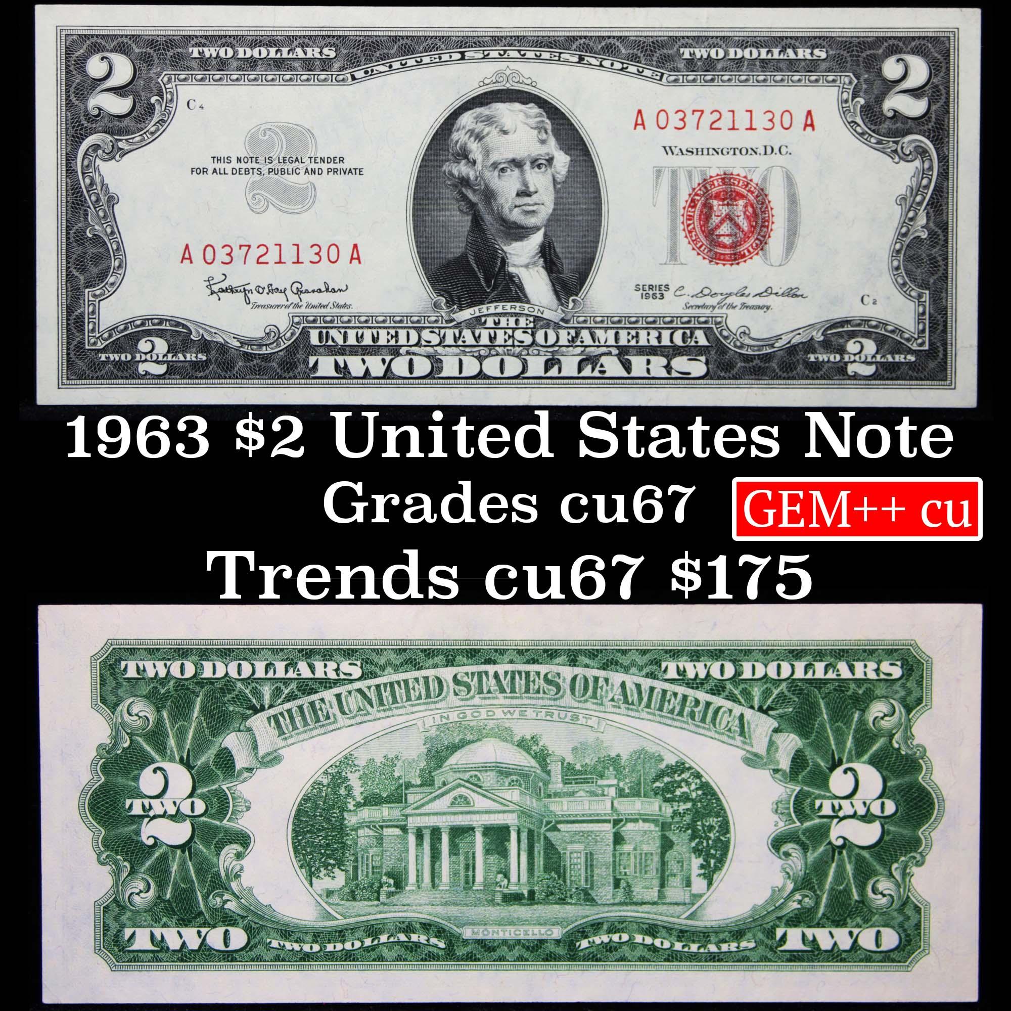 1963 $2 Red seal United States note Grades Gem++ CU