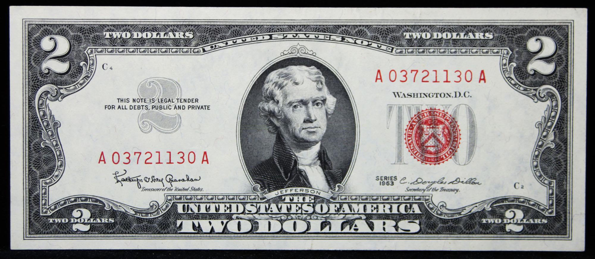 1963 $2 Red seal United States note Grades Gem++ CU
